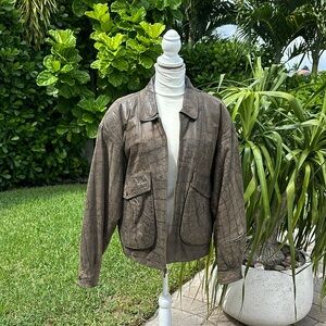 VINTAGE MIRAGE BROWN GENUINE LEATHER BOMBER STYLE JACKET SIZE 42 SQUARE …